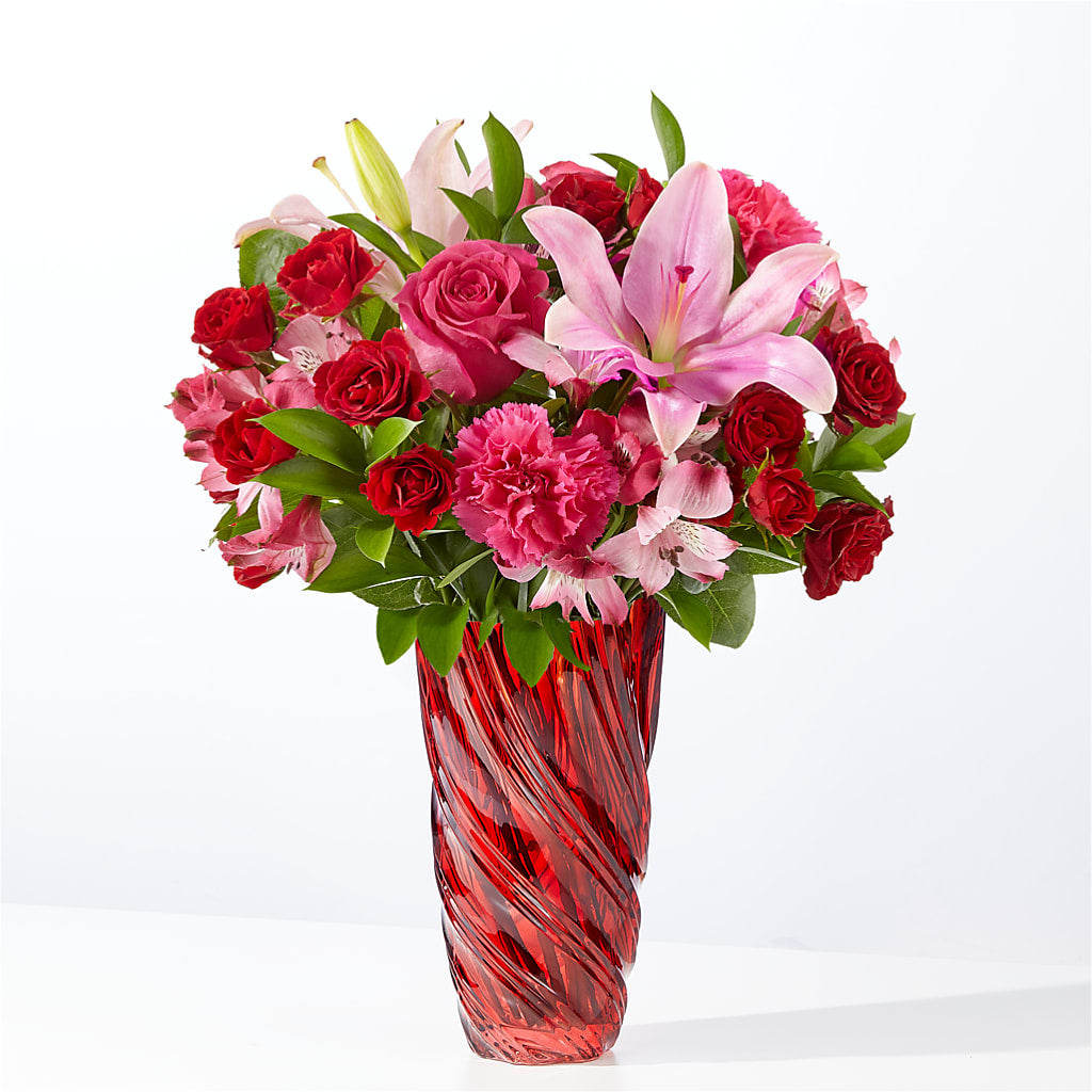 In Love Bouquet with Luxe Swirl Vase – M & A FLOWERS AND EVENTS, South Gate CA