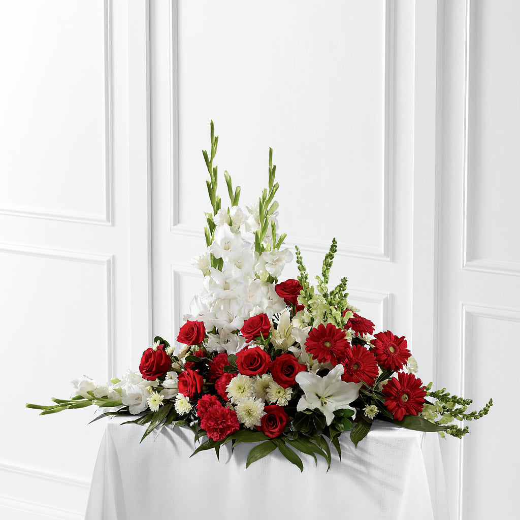 Crimson & White Arrangement – M & A FLOWERS AND EVENTS, South Gate CA