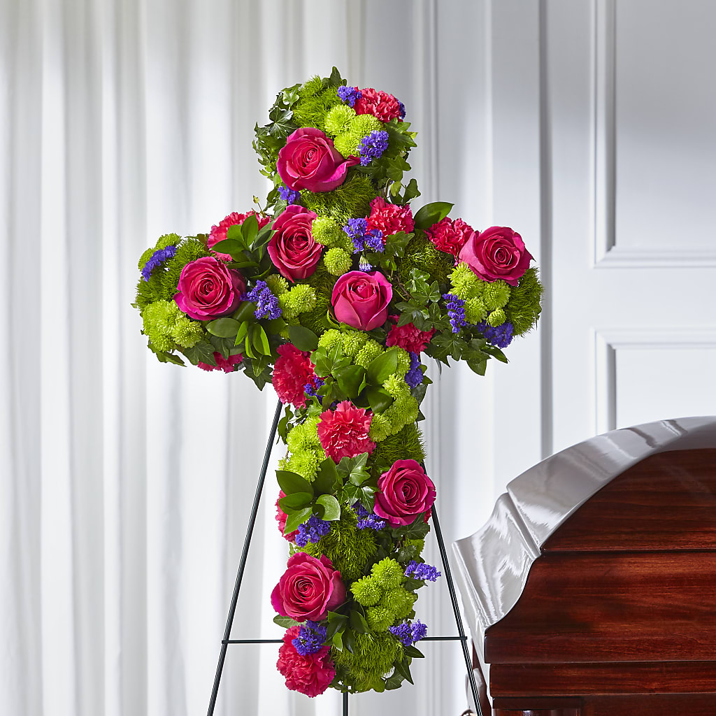 Tribute Rose Floral Cross – M & A FLOWERS AND EVENTS, South Gate CA