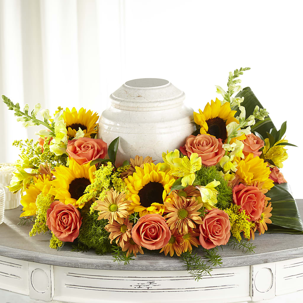 Faithful Sunflower Cremation Adornment – M & A FLOWERS AND EVENTS, South Gate CA