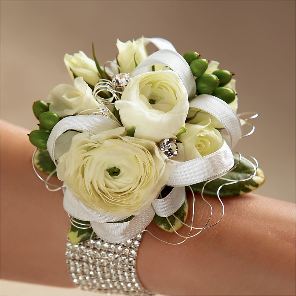 White Wedding Corsage – M & A FLOWERS AND EVENTS, South Gate CA