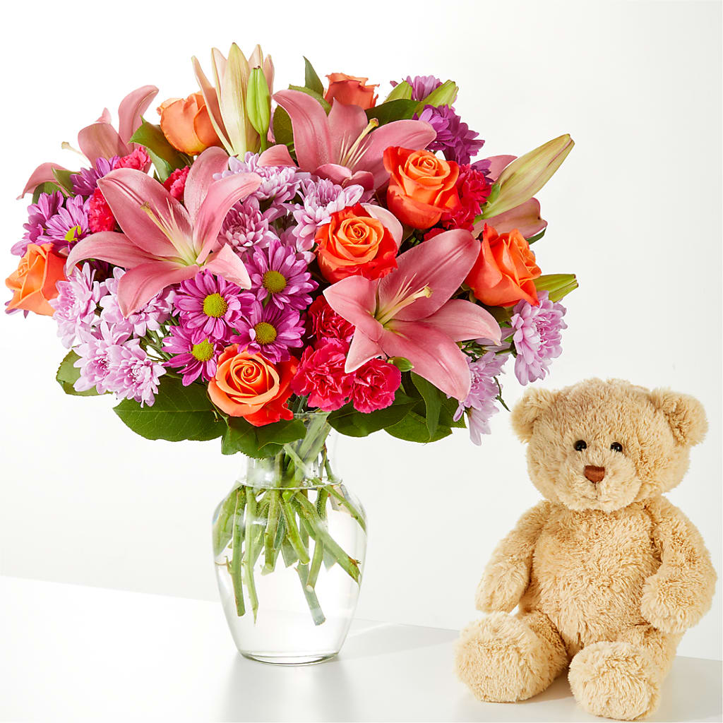 One and Only Bouquet and Bear Bundle – M & A FLOWERS AND EVENTS, South Gate CA