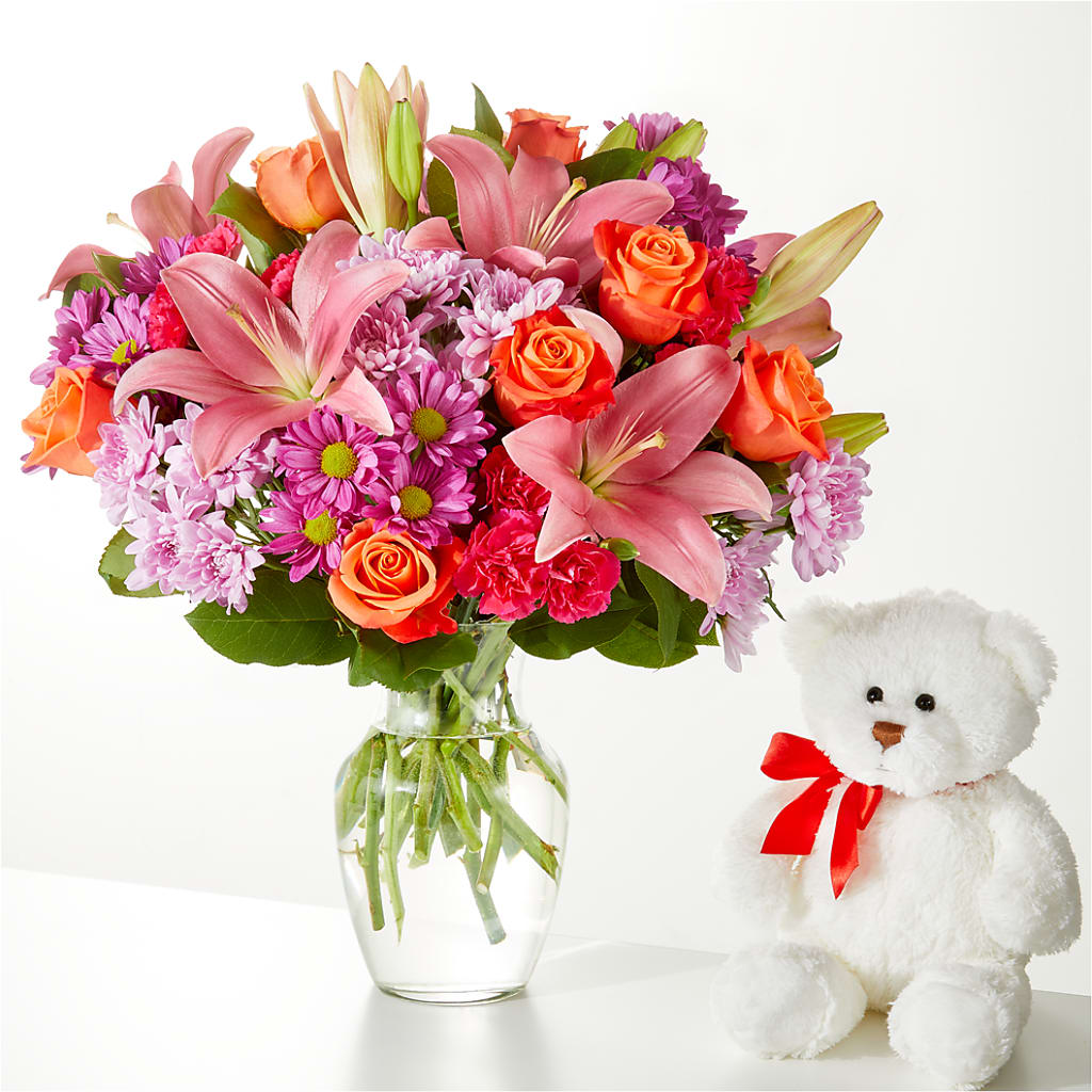 One and Only Bouquet and Bear Bundle – M & A FLOWERS AND EVENTS, South Gate CA