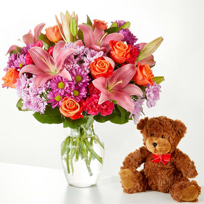 One and Only Bouquet and Bear Bundle – M & A FLOWERS AND EVENTS, South Gate CA