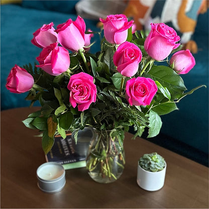 Long Stem Pink Rose Bouquet – M & A FLOWERS AND EVENTS, South Gate CA