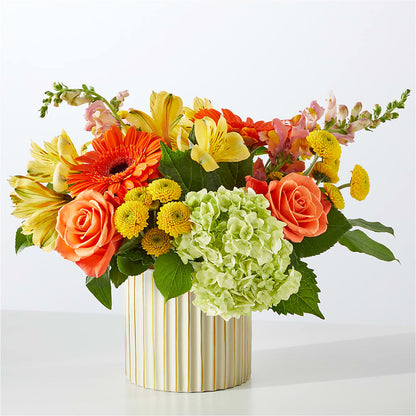 Autumn Sunshine Bouquet with Ivory Vase – M & A FLOWERS AND EVENTS, South Gate CA