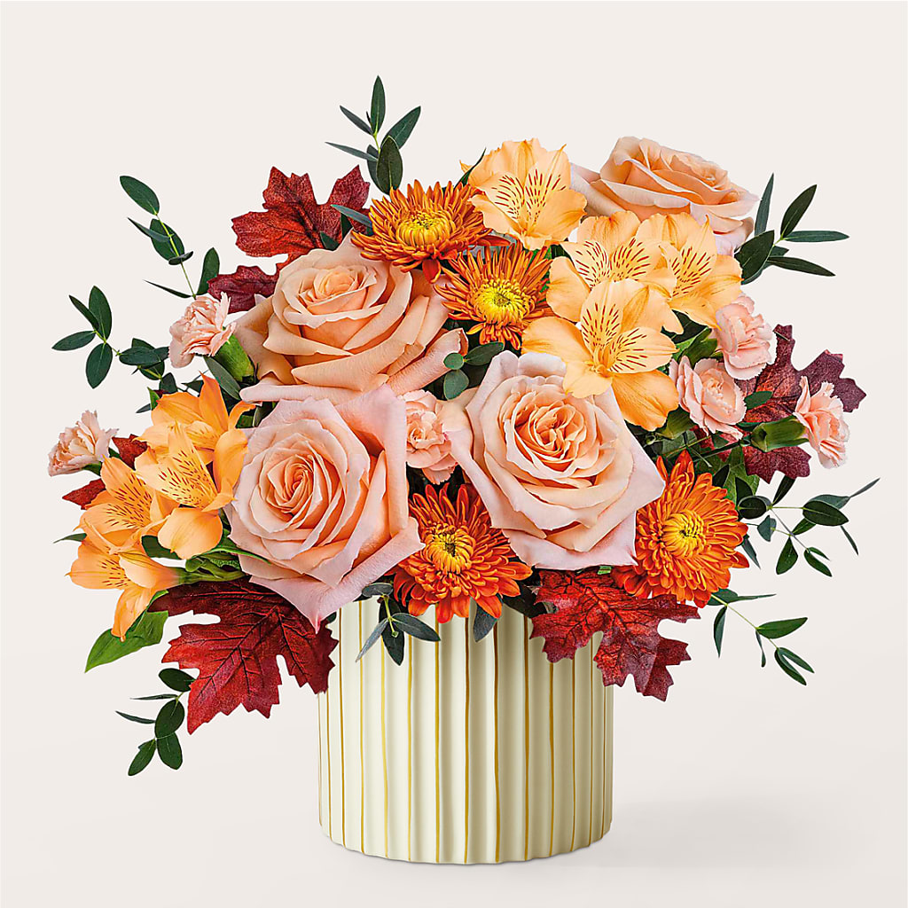 Spiced Latte Bouquet with Ivory Vase – M & A FLOWERS AND EVENTS, South Gate CA