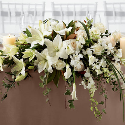White Linen Arrangement – M & A FLOWERS AND EVENTS, South Gate CA